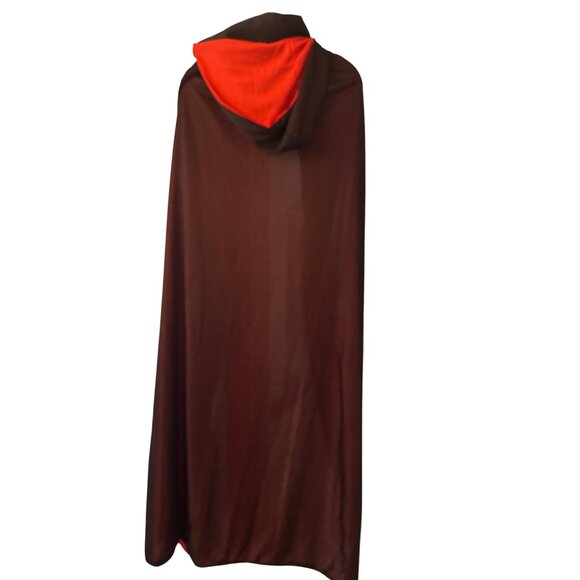 Black & Red Reversible Hooded Costume Cape Drawstring Closure Halloween Vampire - Picture 3 of 4